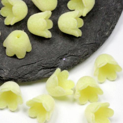 Casquillo de abalorio acrílico, con Tela flocado, Flor, Bricolaje, amarillo, 11mm, 50PCs/Bolsa, Vendido por Bolsa