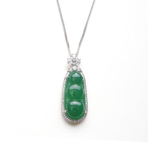 Cubic Zirconia Micro Pave Sterling Silver Pendant, 925 Sterling Silver, with Chalcedony, DIY & micro pave cubic zirconia 