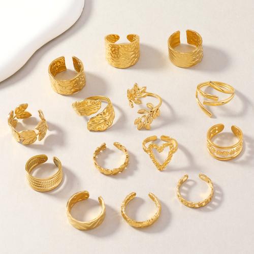 Edelstahl Fingerring, 304 Edelstahl, Modeschmuck & verschiedene Stile für Wahl & für Frau, goldfarben, diameter 17mm, verkauft von PC