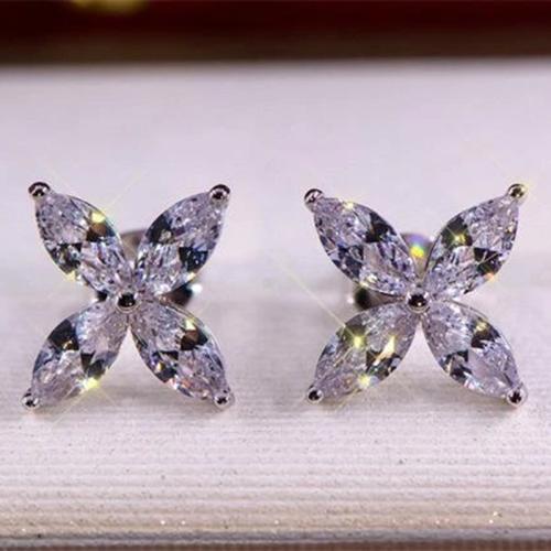 Cubic Zirconia Micro Pave Brass Earring, fashion jewelry & micro pave cubic zirconia & for woman, 9mm 