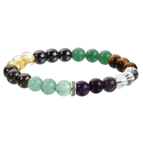 Gemstone Bracelets, Round, fashion jewelry & Unisex, mixed colors mm Approx 19-19.5 cm 