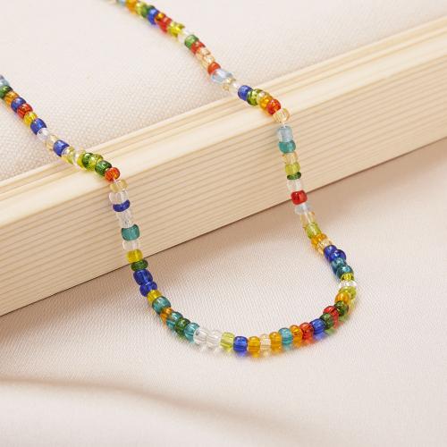 Collar de perlas de cristal semilla, Seedbead, Joyería & para mujer, más colores para la opción, longitud:aproximado 45 cm, Vendido por UD