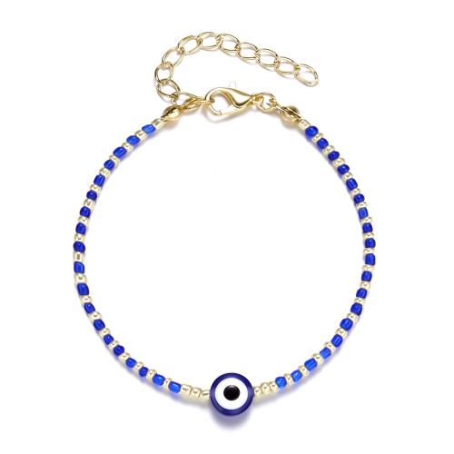 Evil Eye Jewelry Bracelet, Zinc Alloy, with Seedbead & Wax Cord, with 6cm extender chain, fashion jewelry & for woman Approx 17 cm 