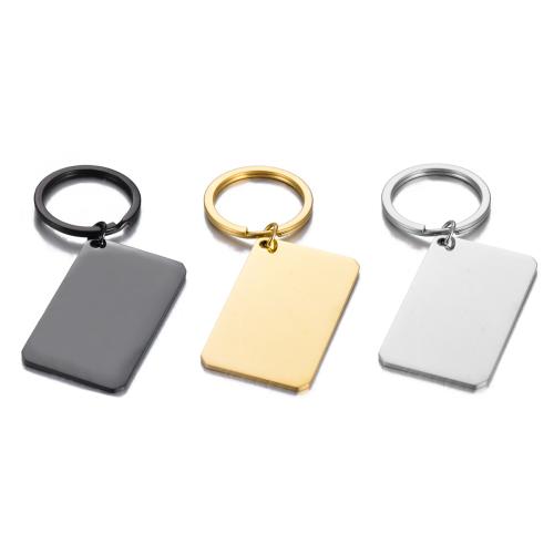 Stainless Steel Key Chain, 304 Stainless Steel, Rectangle, Vacuum Ion Plating, Unisex 