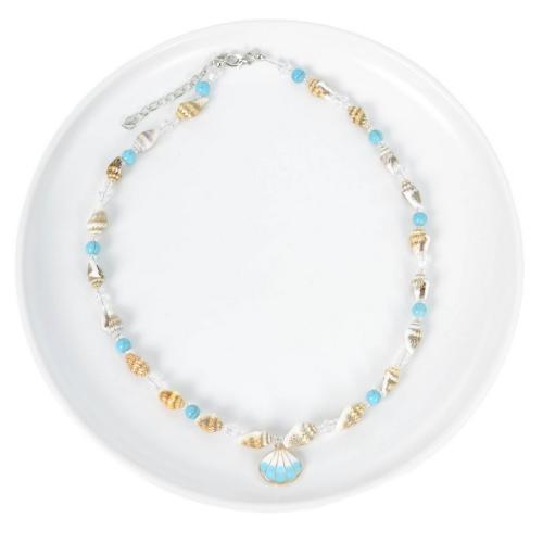 Glas Samenkorne Halskette, Muschel, mit Seedbead, mit Verlängerungskettchen von 5cm, Bohemian-Stil & für Frau, keine, Länge:ca. 40 cm, verkauft von PC