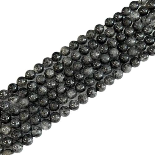 Rutilated Quartz Beads, Black Rutilated Quartz, Round, DIY black Approx 38 cm 