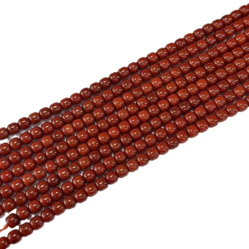 Abalorios de Ágata Roja, Yunnan Red Agate, Tambor, Bricolaje, Rojo, 7.5x6.5mm, aproximado 48PCs/Sarta, Vendido por Sarta