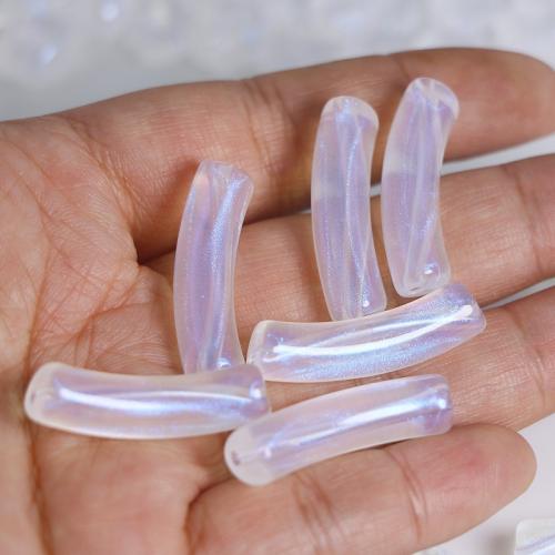 Acrylic Curved Tube Beads, DIY, white Approx 