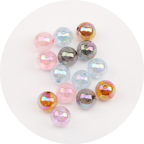 Perles acryliques plaquée, Acrylique, Rond, DIY, couleurs mélangées Environ Vendu par sac