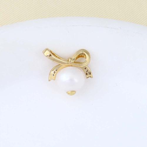 Brass Jewelry Pendants, with Plastic Pearl, gold color plated, DIY 