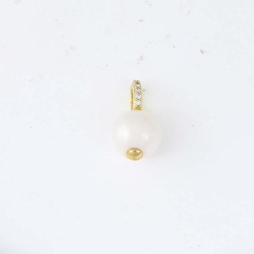 Cubic Zirconia Micro Pave Brass Pendant, with Plastic Pearl, gold color plated, DIY & micro pave cubic zirconia 
