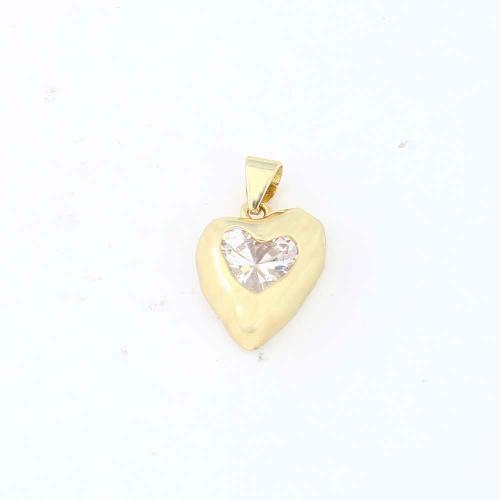 Cubique Pendentif en laiton zircon pavent, coeur, Placage de couleur d'or, DIY & pavé de micro zircon Vendu par PC