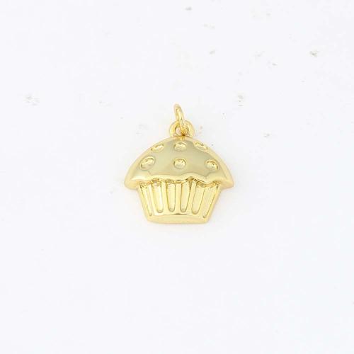 Brass Jewelry Pendants, Cake, gold color plated, DIY 