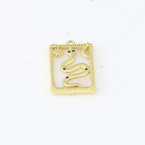Эмаль латунь подвески, Латунь, Прямоугольная форма, плакирован золотом, DIY & эмаль продается PC