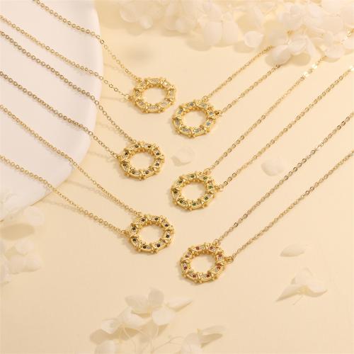 Cubic Zircon Micro Pave Brass Necklace, with 5cm extender chain, gold color plated, fashion jewelry & micro pave cubic zirconia cm 