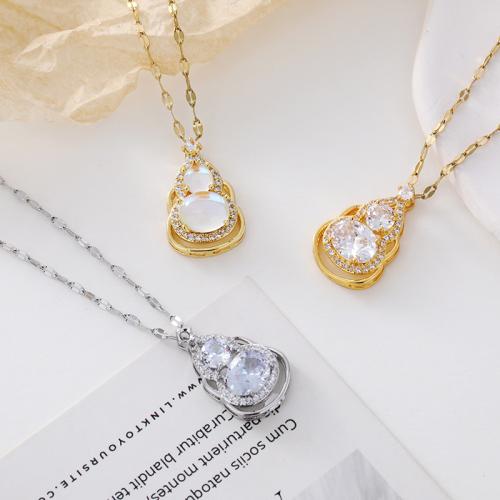 Brass Cubic Zirconia Necklace, with Cubic Zirconia, with 5cm extender chain, fashion jewelry & for woman cm 