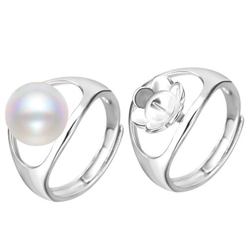 perla anillo de dedo de plata, plata de ley 925, con Shell Pearl, diferentes estilos para la opción, color de platina, Vendido por UD