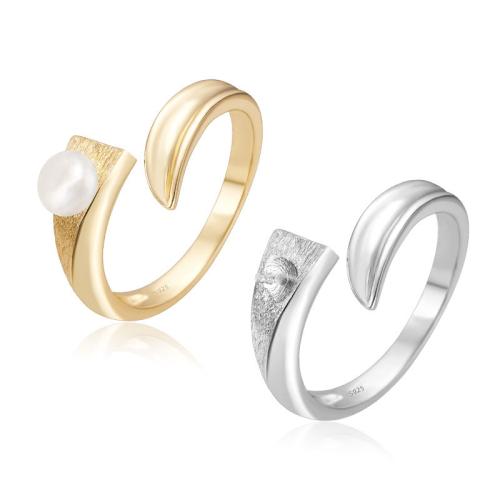 perla anillo de dedo de plata, plata de ley 925, con Perlas cultivadas de agua dulce, diferentes estilos para la opción, más colores para la opción, Vendido por UD[