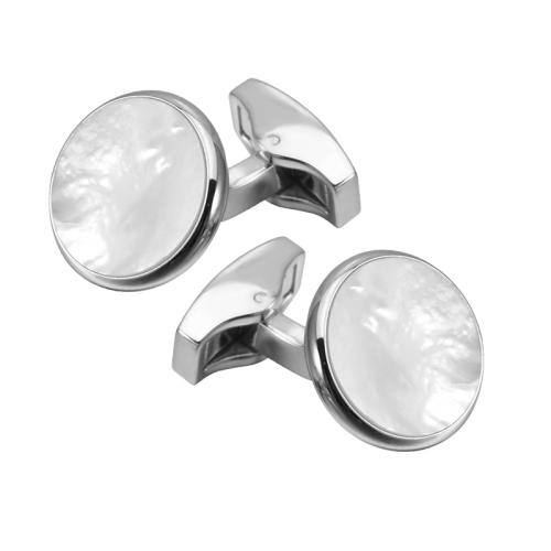 Brass Cufflinks, with Pearl Oyster, polished, Unisex 16mm 