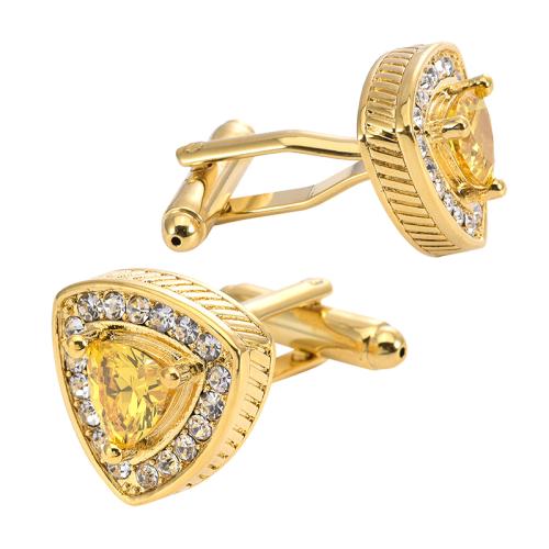 Brass Cufflinks, with Crystal, Unisex & micro pave cubic zirconia 16mm 