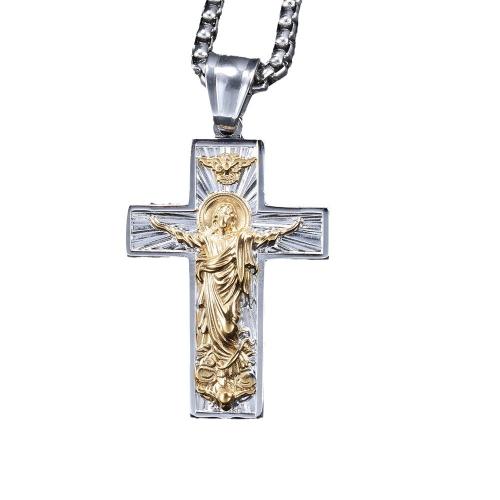 304 Edelstahl Halskette, Jesus Kreuz, plattiert, Modeschmuck & unisex, keine, Länge:ca. 23.6 ZollInch, verkauft von PC