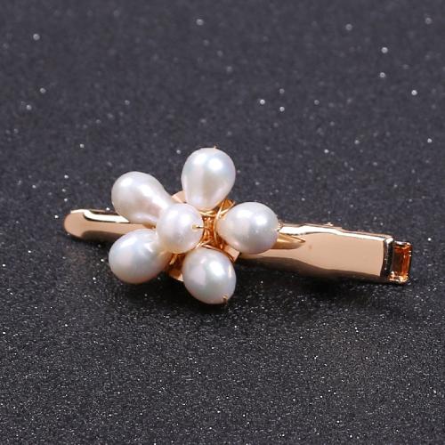 Alligator Hair Clip, ABS Plastic Pearl, with Zinc Alloy, for woman, golden, Pearls 6.0mm-8.0mm 