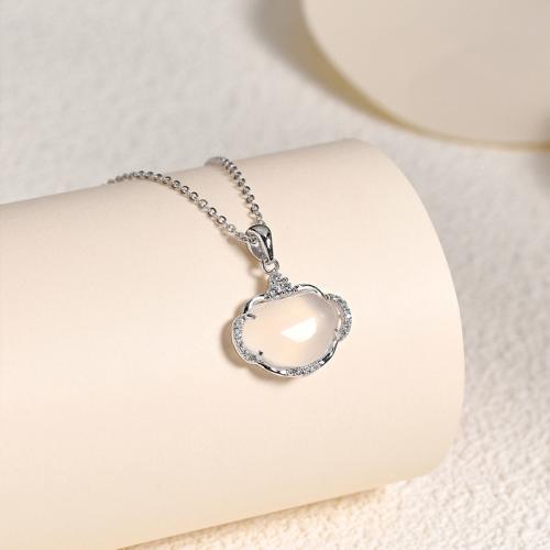 925 Sterling Silver Pendant, with Chalcedony, DIY & micro pave cubic zirconia 