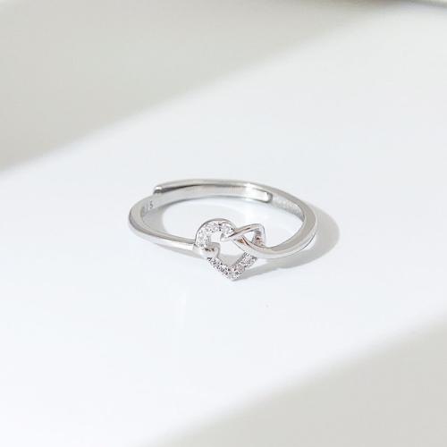 Цирконий Микро вымощает стерлингового серебра палец кольцо, 925 пробы, ювелирные изделия моды & инкрустированное микро кубического циркония & Женский, размер:13, продается PC