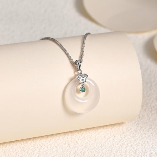 Sterling Silver Pendants, 925 Sterling Silver, with White Chalcedony, DIY 