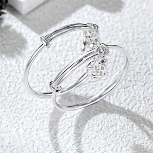 925 Sterling Silver Children Bangle, Adjustable & fashion jewelry & Unisex Inner Approx 41mm 