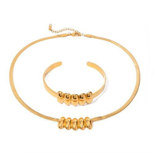 Conjuntos de joyería de acero inoxidable, acero inoxidable 304, 18K chapado en oro, diferentes estilos para la opción & para mujer, dorado, Vendido por UD