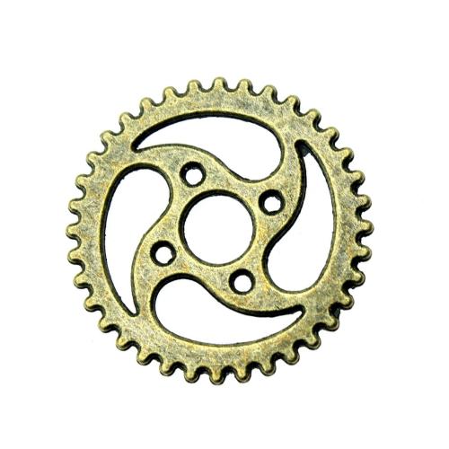 Colgante de la aleación del cinc, aleación de zinc, rueda de engranaje, chapado en color bronce antiguo, Bricolaje, 23mm, Vendido por UD