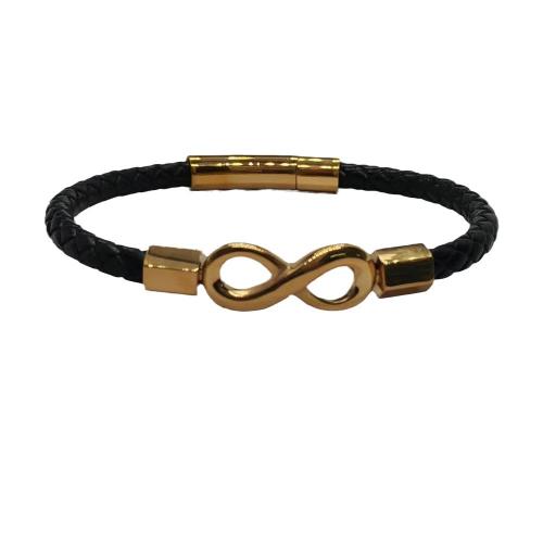 PU Leather Cord Bracelets, with 304 Stainless Steel, Number 8, Vacuum Ion Plating, fashion jewelry & for man 
