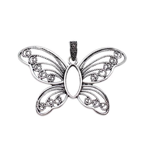 Zinc Alloy Pendant Cabochon Setting, Butterfly, antique silver color plated, DIY [