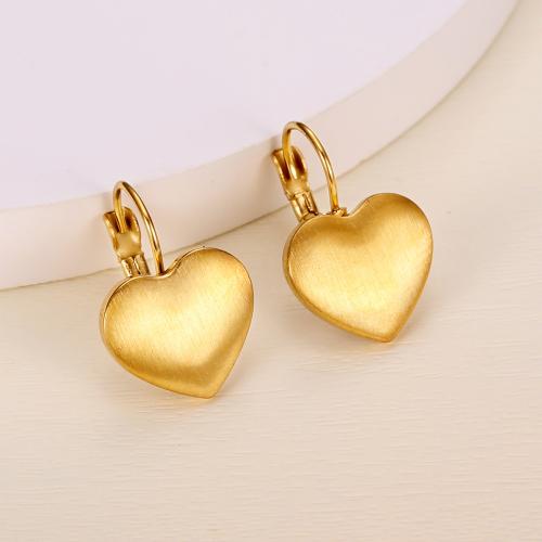 Titanium Steel Earrings, Heart, gold color plated, for woman 