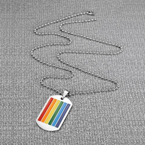 Titan Anhänger, Titanstahl, Regenbogen, silberfarben plattiert, verschiedene Stile für Wahl & für den Menschen & Emaille, keine, Länge:60 cm, verkauft von PC