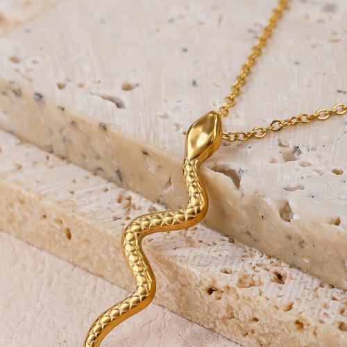 Stainless Steel Jewelry Necklace, 304 Stainless Steel, with 7CM extender chain, Snake, gold color plated, for woman cm 
