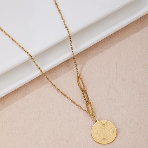Titanium Steel Jewelry Necklace, with 6CM extender chain, Round, gold color plated, for woman cm 