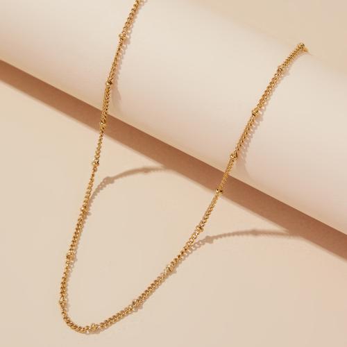Collar de la joyería de titanio, Partículas de acero, chapado en color dorado, para mujer, longitud:45 cm, Vendido por UD