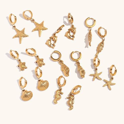 Huggie Hoop Drop Ohrringe, 304 Edelstahl, Modeschmuck & verschiedene Stile für Wahl & für Frau, Goldfarbe, verkauft von Paar