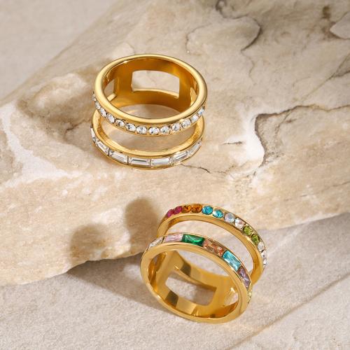 Kuba Zirkonia Edelstahl Ringe, 304 Edelstahl, mit kubischer Zirkonia, 18K vergoldet, Doppelschicht & Modeschmuck & für Frau, keine, verkauft von PC