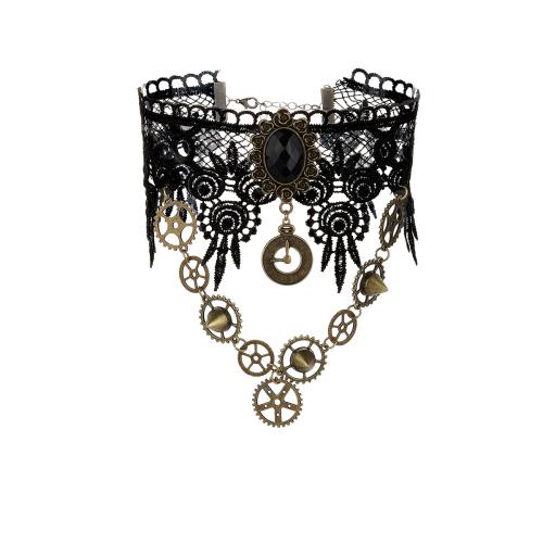 ensembles de bijoux de mode en alliage zinc, lacet, avec alliage de zinc, styles différents pour le choix & pour femme, noire, Vendu par PC