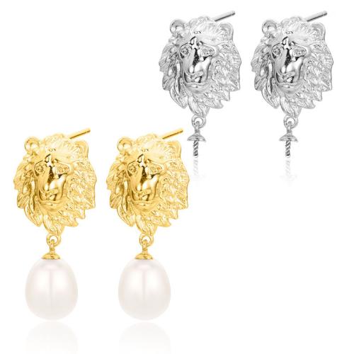 Sterling Silver Drop Earring, 925 Sterling Silver, with Plastic Pearl 