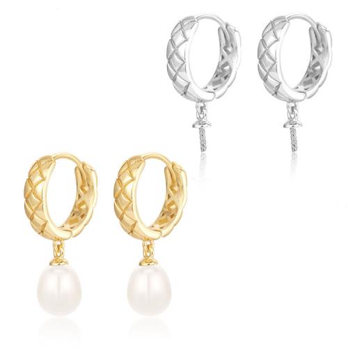Sterling Silver Drop Earring, 925 Sterling Silver, with Plastic Pearl 25.5mm 