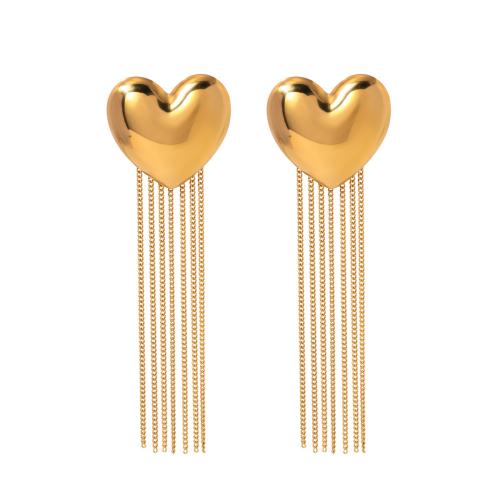 Fashion Fringe Earrings, 304 Stainless Steel, Heart, plated, for woman 
