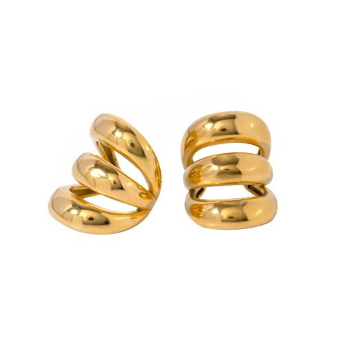 Stainless Steel Clip Earrings, 304 Stainless Steel, plated, for woman, golden 