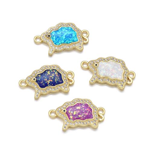 Brass, with Opal, Sheep, plated, DIY & micro pave cubic zirconia 