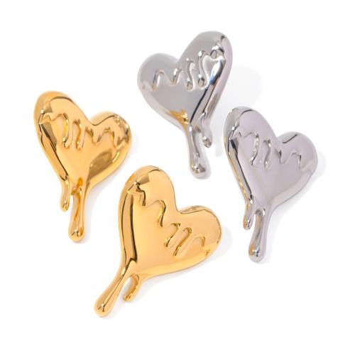 Stainless Steel Stud Earring, 304 Stainless Steel, Heart, plated, for woman 