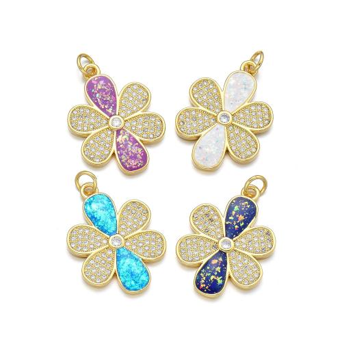 Brass, with Opal, plated, DIY & micro pave cubic zirconia 