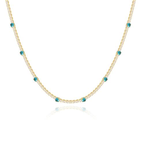 Cubic Zircon Micro Pave Brass Necklace, micro pave cubic zirconia & for woman 